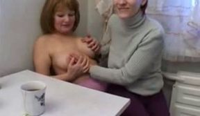 Russian Maid and Mature Mom Lesbian Sex