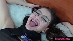 cum on braces cosplay teen nerdy glasses blowjob fuck shana