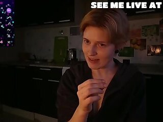 Sexy Blonde Opens Hoodie, Flashes Big Tits in Cozy Kitchen Webcam Show