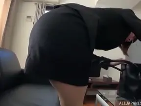 Sexy Japanese Secretary in Nylon Pantyhose Gets Fucked Hard