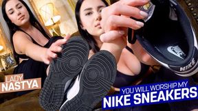 You now lick my Nike sneakers clean ( Shoe Worship POV with Lady Nastya ) - 640x360p wmv