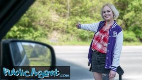 Sucking cock video with looking-good Greta Foss from Public Agent