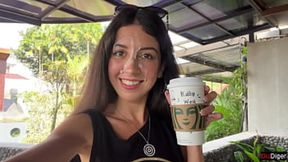 Public restroom sucks cock&#x1F346;, takes cum-filled sip of latte in view of shocked onlookers, 'mmm'