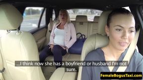 Euro cabbie gal tribbing passenger after oral