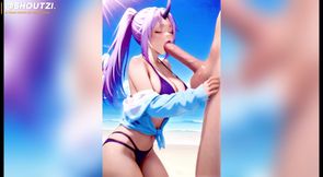 Shion From That Time I Got Reincarnated as a Slime, Does a Perfect Deepthroat with Your Long Penis and Will Swallow All Your Cum