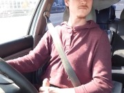 Huge Cock needed to cum while driving, I couldnt wait public