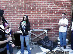 Amateur Girls Give Handjobs In Money Talks Alley Stunt