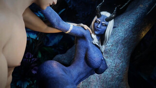 The draenei girl's pussy struggles to take the huge cock. 3D HD