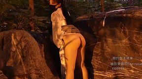 Outdoor costume shoot leads to intense fuck session