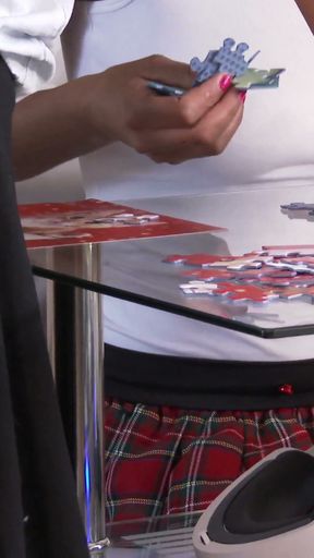 3 Girls Making Puzzles Our perv cameraman goes under skirts   Clip 1