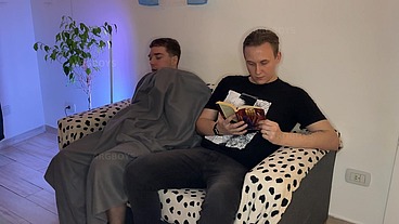 Step-Brother got Caught Jerking off his Big Cock
