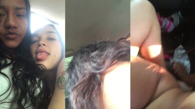 My girlfriend and her Latina friend fuck in my car