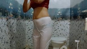 Indian Stepmom Bathing in Open White Legis Make Me Feel Better