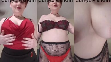 Goth cutie strips dirty talk and squirts all over her big titties