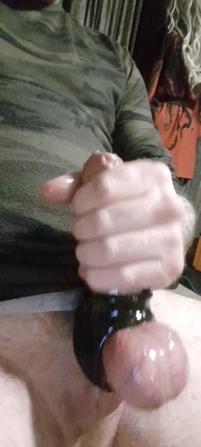 Jerking my oiled cock