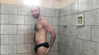 Taking a Bathroom, Frigging Fur Covered Rump and Stroking with Louis Ferdinando