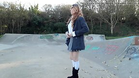 crossdresser stripping at the skate park