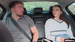 Petite Tess Thompson gives a deepthroat blowjob to a big cock before