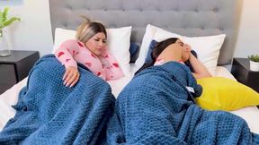 Caught my horny stepsis playing in my bed and she begged me to fuck her until she couldn&#039;t take it