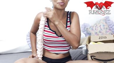 This Really Big Toy Fills Her Small Tits Latina Slut