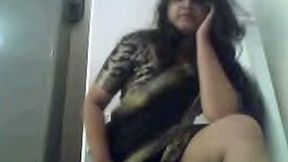 Indian brunette milf with chubby body and big tits on webcam
