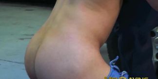 Businessman pounds classy hunk Sunny Colucci doggystyle