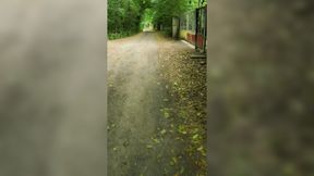 Babe with pierced nipples and tattoos fucks in the woods