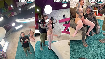 A Second Camera Secrets Tattooed Body Girl Teased in Photoshoot Before Tatttooed Man Wild Anal Ride & Ass to Mouth Feast