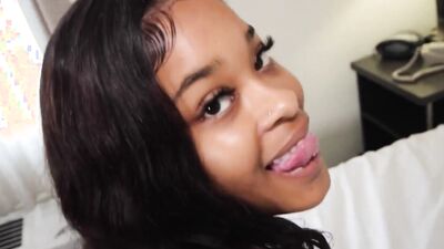 Bootylicious ebony girl cock-teases and gets fucked by a black man