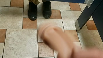 Playing with my Fleshlight in public bathroom (almost came on strangers shoes)