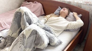 Morning masturbation ended in a loud orgasm. I caress my tight pussy.