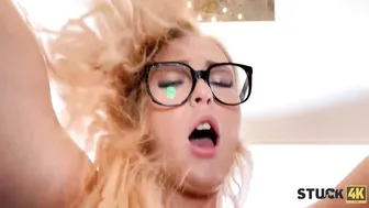 Blonde gets stuck in kitchen and fucked hard by friend