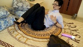 Strange Wicked Woman Fucks Herself for Comfort.