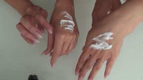 CREAM OF SPERM ON HANDS d