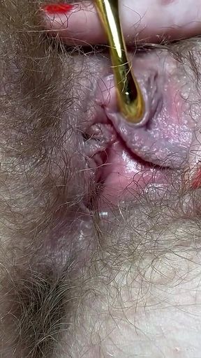 New Toy Testing Big Clit Orgasm Hairy Pussy