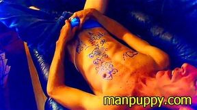 Manpuppy Gay DILF Body Drawing Fetish and Cum