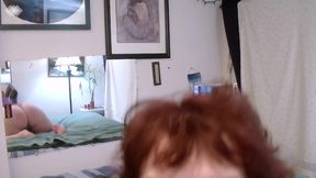 Curvy Dawn smokes while masturbating in purple sheer robe with a cumshot to follow