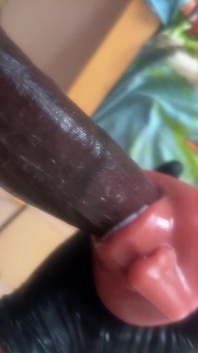 Horny Guy Oily Beating His Meat and Fucking up His Favorite Toy Part 2