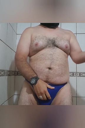 Nice Cum in Blue Thong