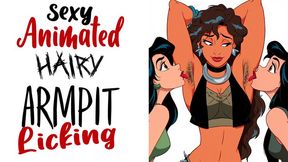 Sexy Hairy Armpit Licking of hot anime animated woman armpit fetish kink