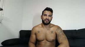 Sexy Latino Man Jerks Off for Us