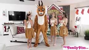 Molly Little says to Maya Woulfe, "uh-OH, this reindeer has wood - I should put it in my mouth" - S27:E5