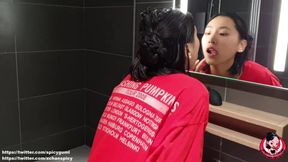 June Liu & Xiaoyu – G/G Blonde & black hair Asian lesbian date on Xmas