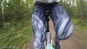 Cute Girl With Round Ass Deepthroats Guy's Cock During Bike Ride In The Forest