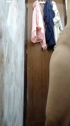 Indian Wife with Hot Figure Bathing