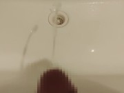 Peeing on the washbasin.