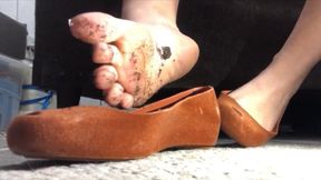 Pig slave licks dirty, sweaty and chocolate feet 720