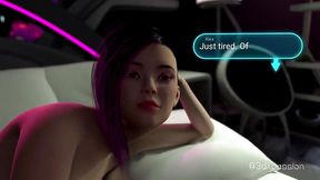 Cyberpunk VR slut gives sloppy deepthroat blowjob in Neon Dreams � messy cumshot