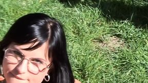 Pretty girl with a fantastic figure has her face masked