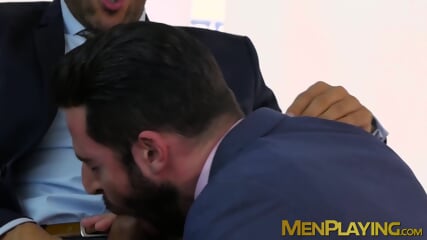 Boss in a suit anal pounds his employee after a blowjob